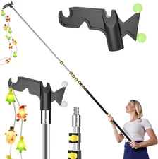6-24 FT Christmas Light Telescopic Hanger Pole with Utility Hook, Stand Reach 30