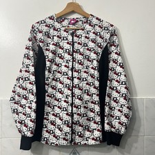 2015 Sanrio Hello Kitty Full Zip Long Sleeve Scrub Jacket Lab Coat M