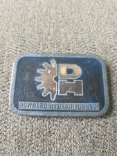 Vintage Downard Hydraulics Blue Teal Inlaid Belt Buckle Rare