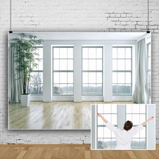 5x3ft Polyester Window View Backdrop, Wood Floor Living Room, Zoom Meeting,Props