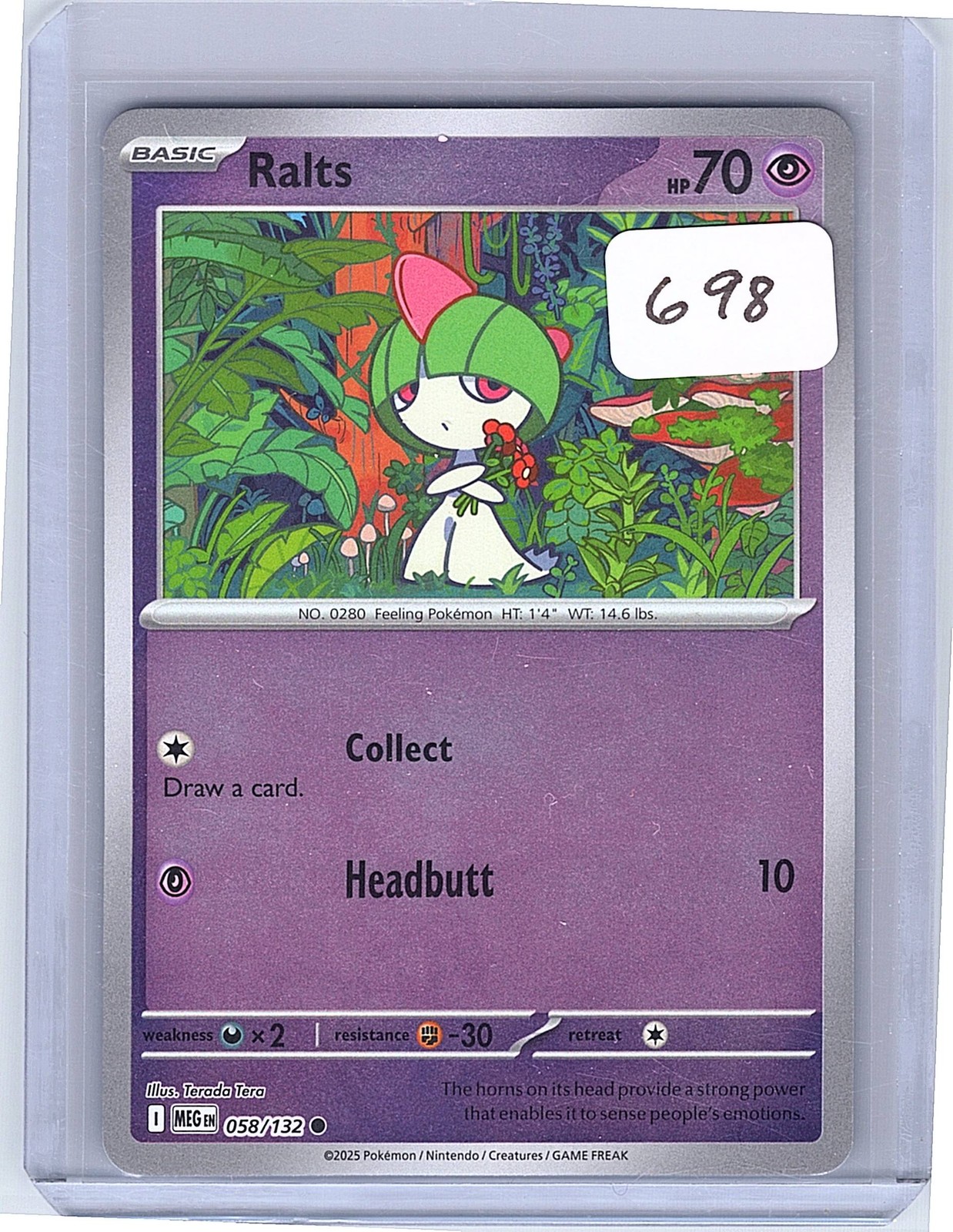 Ralts Reverse Holo Common ME01: Mega Evolution 058/132 NM