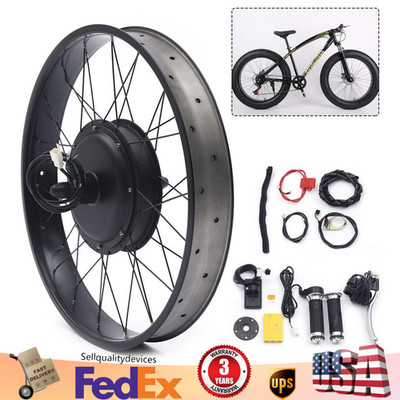 26'' Rear Hub Motor LCD E-Bike Electric Bicycle Conversion Kit Fat Tire 48V 1500W