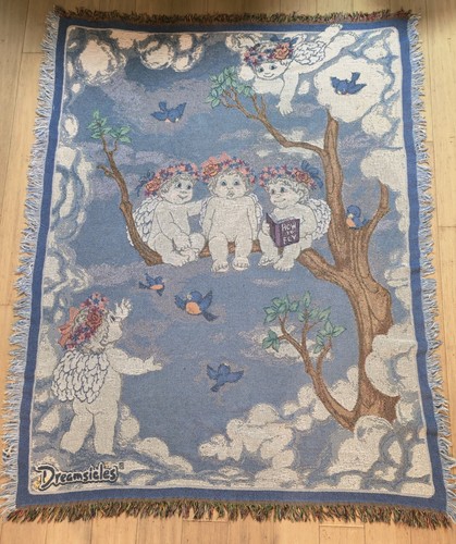 90s DREAMSICLES Angels Woven Cotton Tapestry Throw Blanket The Danbury Mint