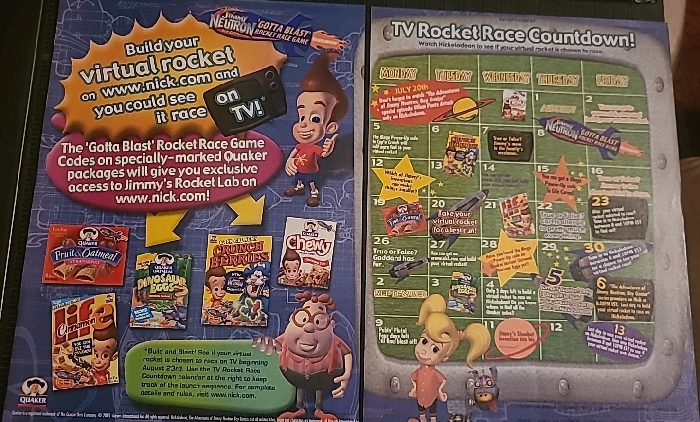 Jimmy Neutron Gotta Blast Rocket Race Juego 2002 Anuncio impreso 11X16