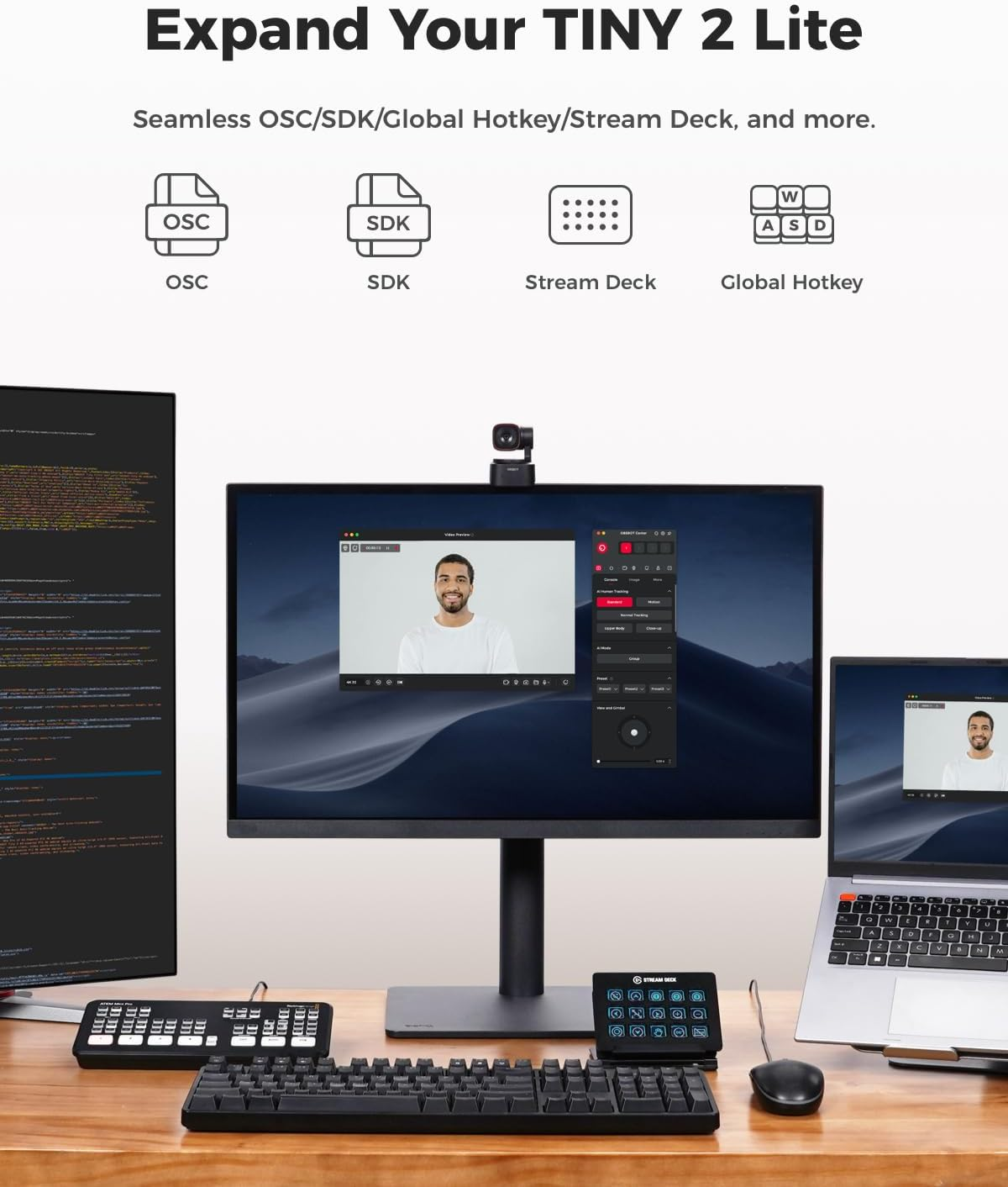 Tiny 2 Lite 4K Webcam for PC, AI Tracking PTZ Streaming Camera ...