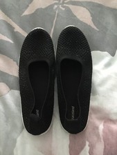 Black glitter knitted mesh Ballet Flats, Size, 6