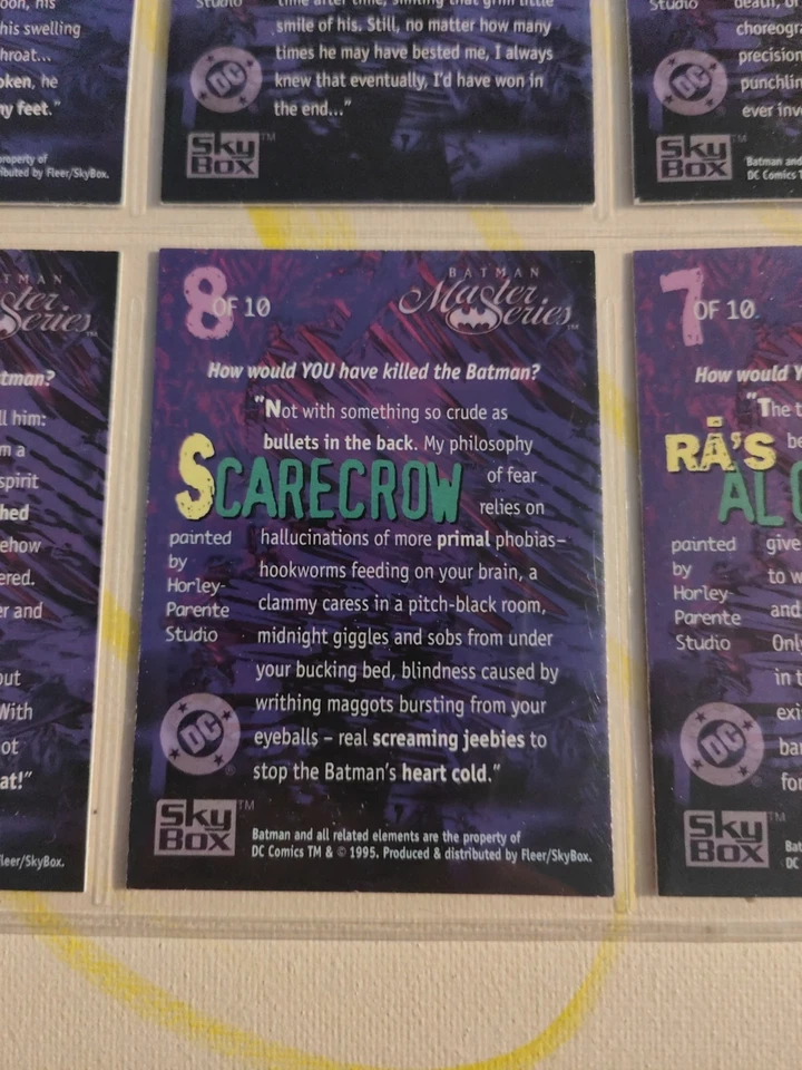 1995 Batman Master Series VILLAINS INSERT SCARECROW #8 CARD SINGLE Skybox DC - Image 2 of 2