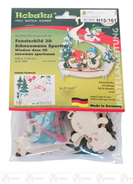 Bastelsatz Fensterbild 3D Schneemann Sportler Bxhxt = 17X22X6Cm Neu Erzgebirge-image