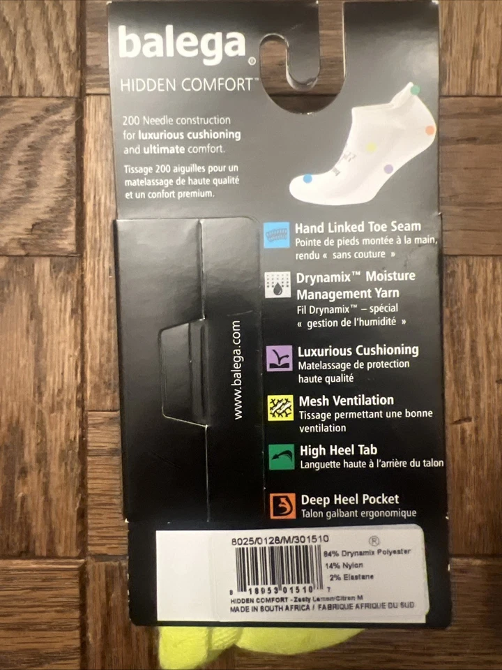 Nuevo con etiquetas Lote de 2 Calcetines Medianos EXPERIA Thorlos Ionic+ Pestaña Plateada y Amarillo Balega Foto 4 de 4