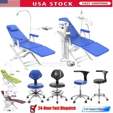 Dental Portable Mobile Folding Chair LED Light Air Turbine Unit Assistant Stool
