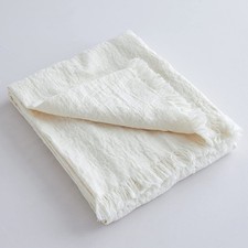 King Linens 100 Linen Throw Blanket with Fringe for Couch/Bed/Sofa/Gift, Nat...