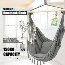 XXL H&auml;ngesessel H&auml;ngeschaukel H&auml;ngesitz 2xKissen Baumwolle Indoor/Outdoor Robust