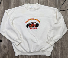 Vintage Grand Prix Monaco Ferrari White Embroidered White Sweatshirt Size M