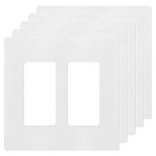 Glossy Wall Plates, Unbreakable Outlet Covers, 2 Gang, 5 Pack, White