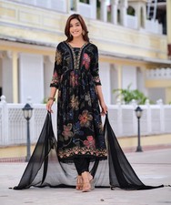 Indian Women Ethnic Kurti Pant Dupatta Set Designer Bollywood Ethnic Kurta Set