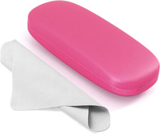 Hard Shell Glasses Case PU Leather Eyewear Holder with Cleaning Cloth