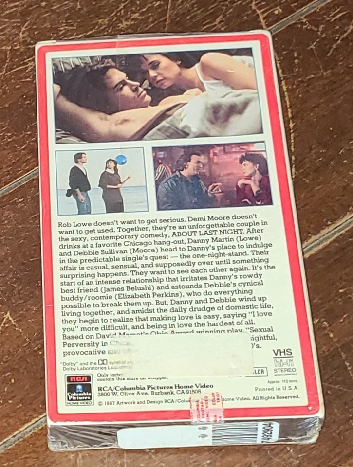 About Last Night (VHS, 1997, Columbia/TriStar) Rob Lowe/Demi Moore'James Belushi Foto 2 de 2