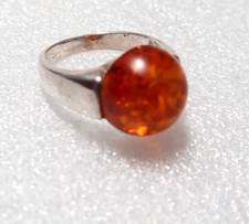 VINTAGE STERLING SILVER HONEY BALTIC AMBER RING SIZE 5.5 SIGNED: 925