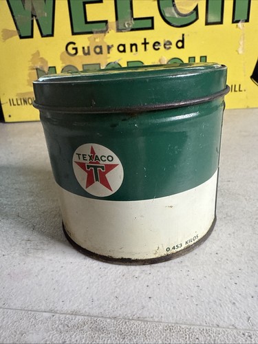 Early Texaco 1lb tazza grasso OLIO MOTORE vecchia grafica latta 1 litro - Foto 5 di 8