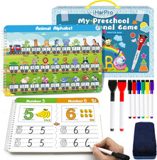 Kids Handwriting Practice Book Preschool Learning 40 Pages w/8 Dry Erase Markers