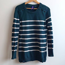 Seraphine Teal/White Striped Maternity Nursing Crew Neck Knit Jumper Size M
