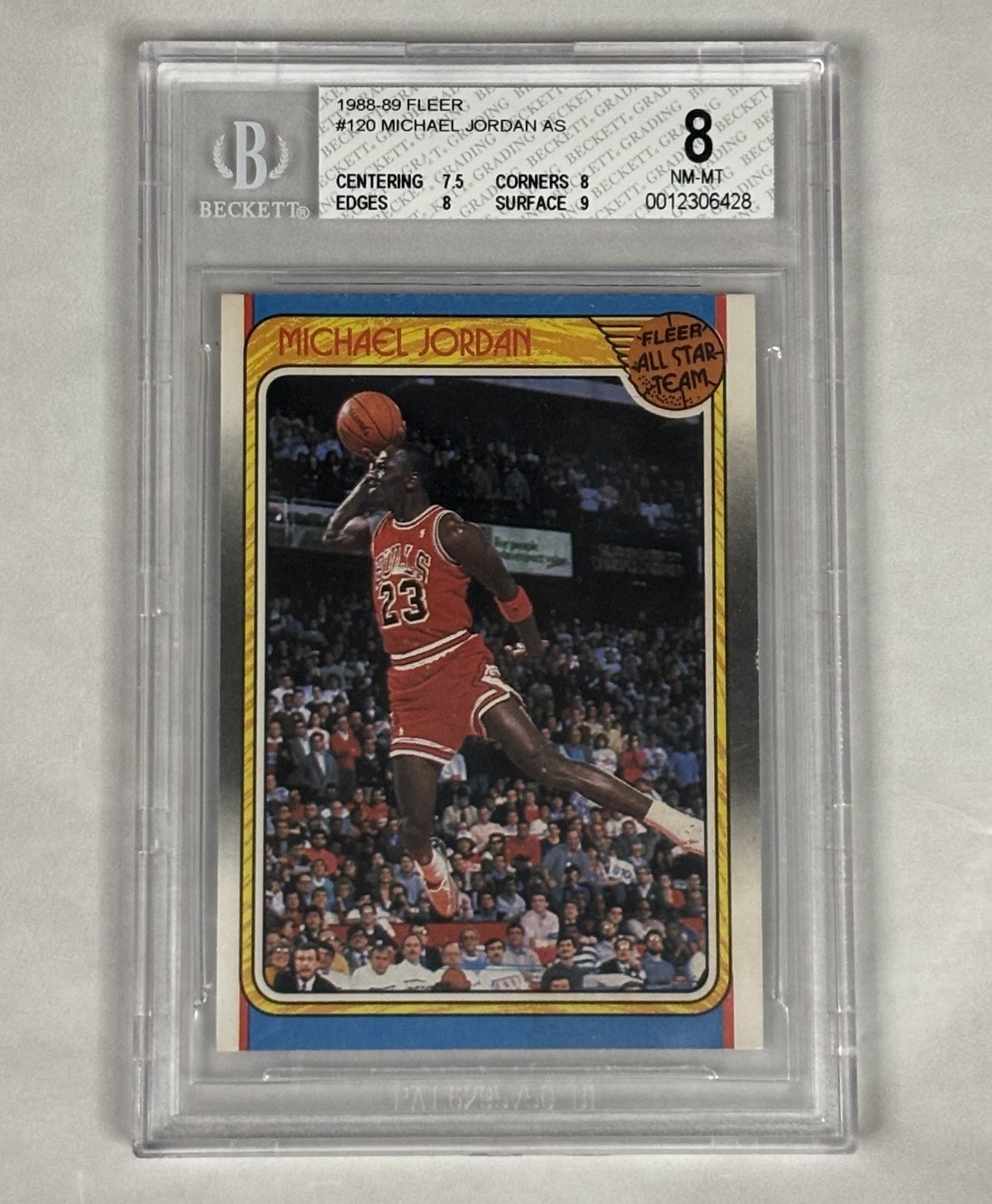 Michael Jordan 1988-89 Fleer All Star Card #120 Chicago Bulls Beckett BGS 8