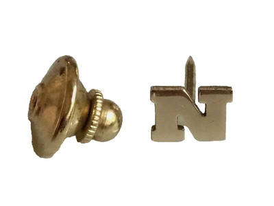 VINTAGE~14K YELLOW GOLD ANSON~TIE TACK LAPEL HAT PIN~LETTER N~0.5g~INITIAL~TINY