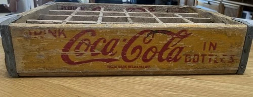 Coca-Cola Yellow Wood Crate 24 Bottle Original Vintage