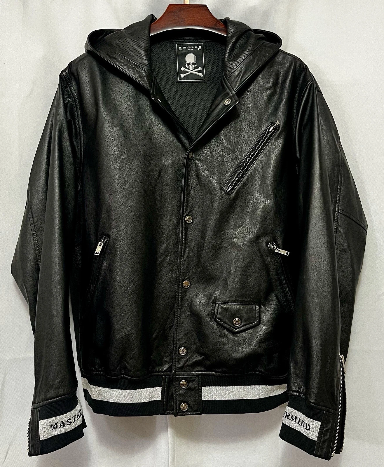Rare Mastermind Japan MMJ Lambskin Leather Hoodie Size-XL Made in Japan π―π΅ - product detail image 2