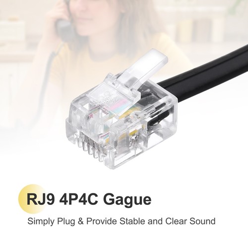 2 Pack Phone Cord for Landline, 1.7ft RJ9 4P4C Telephone Handset Cord Black - Zdjęcie 3 z 5