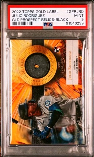 #3/5 JULIO RODRIGUEZ 2022 Topps Gold Label Rookie Gold Nugget BLACK /5 PSA 9 RC