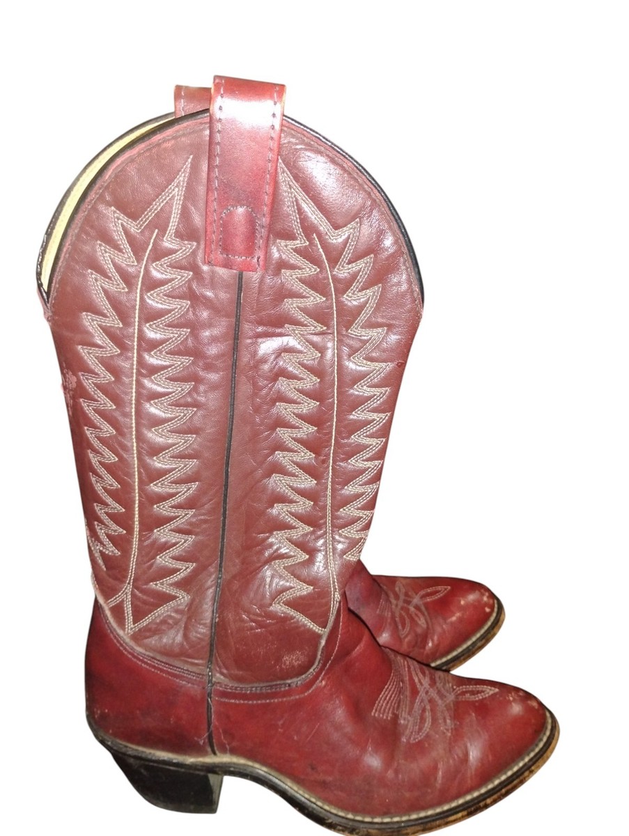 Vintage Wrangler Western Boots Womens 7 M  Deep Red Made In USA  Pointed Toe View 5