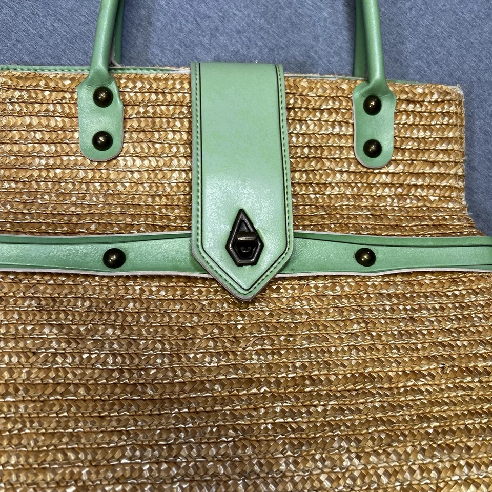 Bolso sin asas vintage Volcom verde paja y menta tamaño mediano Y2K ☼surf Boho Beach Foto 4 de 4