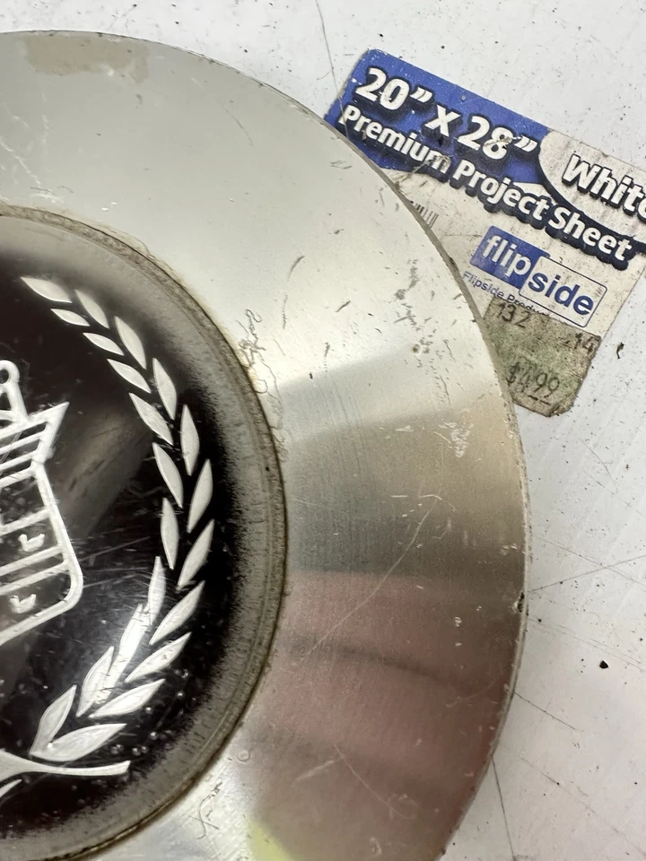 1989-1991 Cadillac Seville Machined With Dark Red center wheel center cap OEM - Image 4 of 4