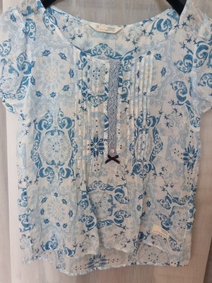 Odd molly Bluse,  Neu,  Größe 3, blau weiß gemustert 