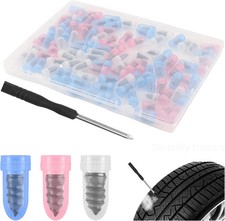 100PCS Tire Repair Screws Kit With Screwdriver 3 Sizes Rubber Plugs Flat Tires..