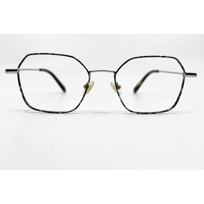 EYE Q MP112 Eyeglasses Mens Black Silver Geometric Frame 52-18-140