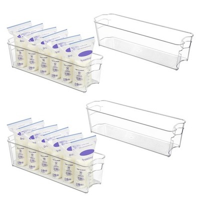 Vtopmart Breastmilk Storage Container 4PCS Set, Clear Freezer and Fridge Organiz