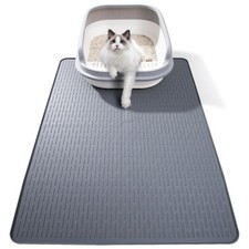 Silicone Cat Litter Mat, 28x20 in Waterproof Litter Box Mat Cats Feeding Mats