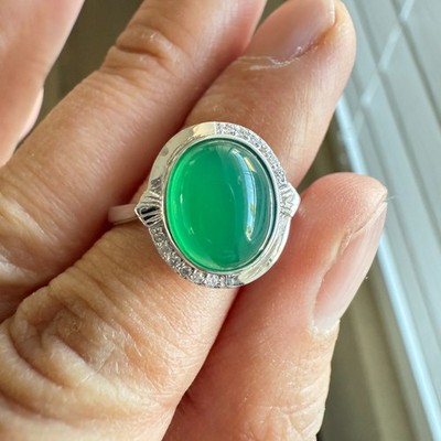 925 Sterling Silber Ring 10x9mm Natur Smaragd Edelstein Zirkon Handarbeit Braut