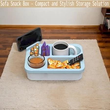 Silicone Sofa Snack Tray with Cup & Phone Holder, Multi-Compartment