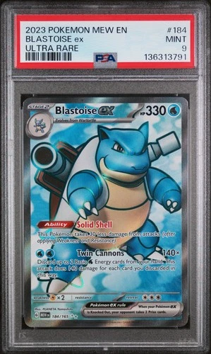 2023 POKEMON MEW EN-151 ULTRA RARE #184 BLASTOISE EX PSA 9