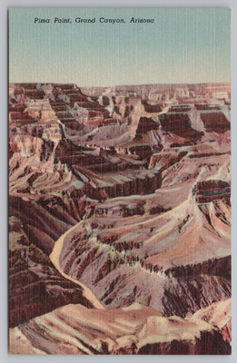 Linen Postcard Pima Point Grand Canyon Arizona Scenic View Vintage