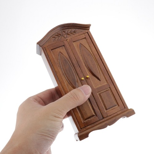 Doll House Miniatures Furniture Victorian Wardrobe 1:12 Scale Brown Cabinet Wood - Picture 1 of 9