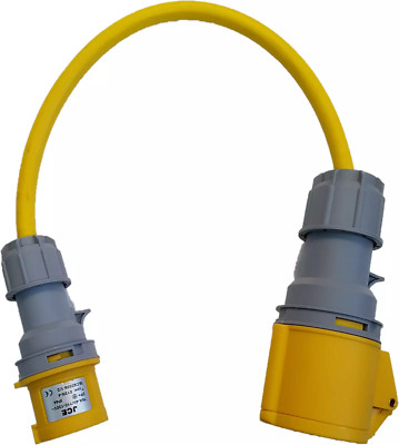 110V Adapterleitungen arktisgelb Kabel, Wechselleitung versch. Längen + Größen