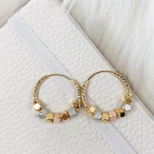18k Layered Real Gold Filled Multi colors Hoop Earrings