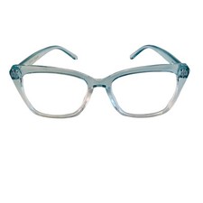 Betsey Johnson Reading Glasses Clear Ombre Blue Large Square Eye Readers 1.50