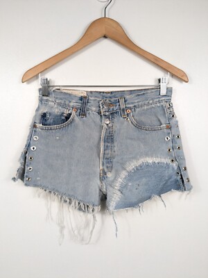 Gallery Dept Womens Denim Shorts Distressed Vintage Levis Size 27 Grommet Detail