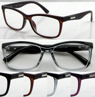 Herren Damen Lesebrille 0,00 ~ + 4,00 große Gläser Augenbraue Design Metallscharniere L427