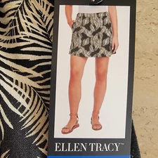 Ellen Tracy Women’s Floral Print Linen Blend Skort NWT